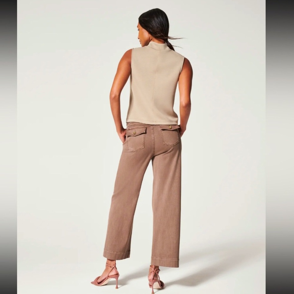 SPANX Wide Leg Pants in Taupe Tan With Pockets Casual Basics Size 1X